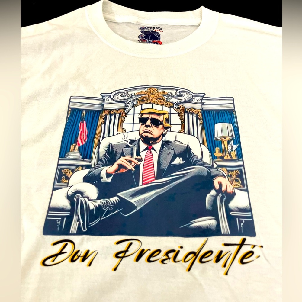 Don Presidenté Trump Cigar Powerful Oval Office Men’s White Tee
